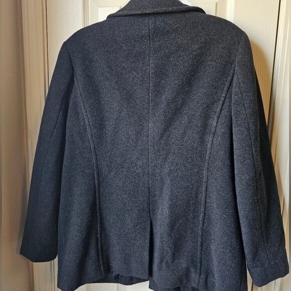 Ann Taylor Loft Vintage Wool Blend Short Pea Coat Petite 12 Gray Classic Minimal - Picture 5 of 7